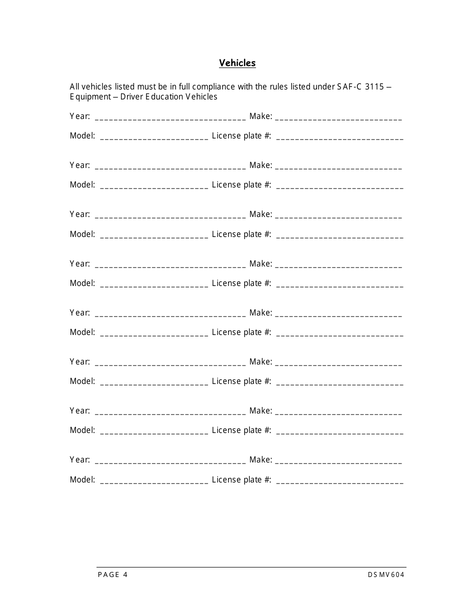 Form DSMV604 Driving School License Application - New Hampshire, Page 4