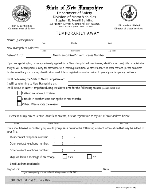 Form DSMV594  Printable Pdf