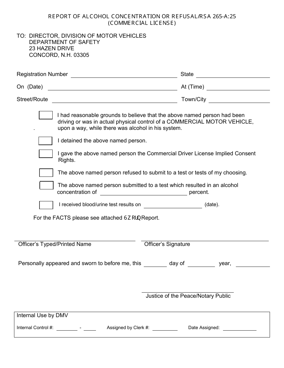 Form DSMV436 Commercial Vehicle Implied Consent Rights Form - New Hampshire, Page 2