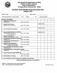 Document preview: Form DSMV500 School Bus Driver Qualification File Check List - New Hampshire