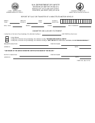 Form TDMV22A &quot;Report of Sale or Transfer of a Non-titled Motor Vehicle&quot; - New Hampshire