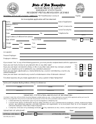 Document preview: Form DSSP85 Application for a Resident Pistol/Revolver License - New Hampshire