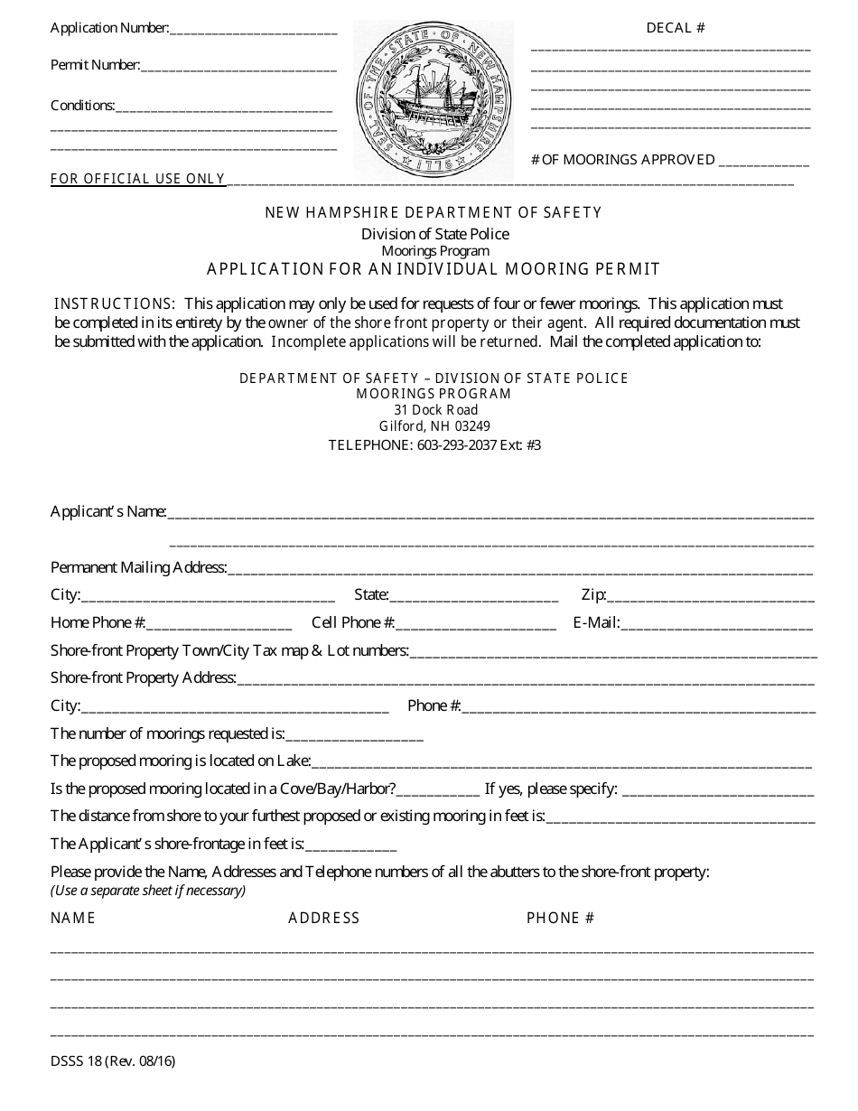 Form DSSS18 Fill Out, Sign Online and Download Printable PDF, New