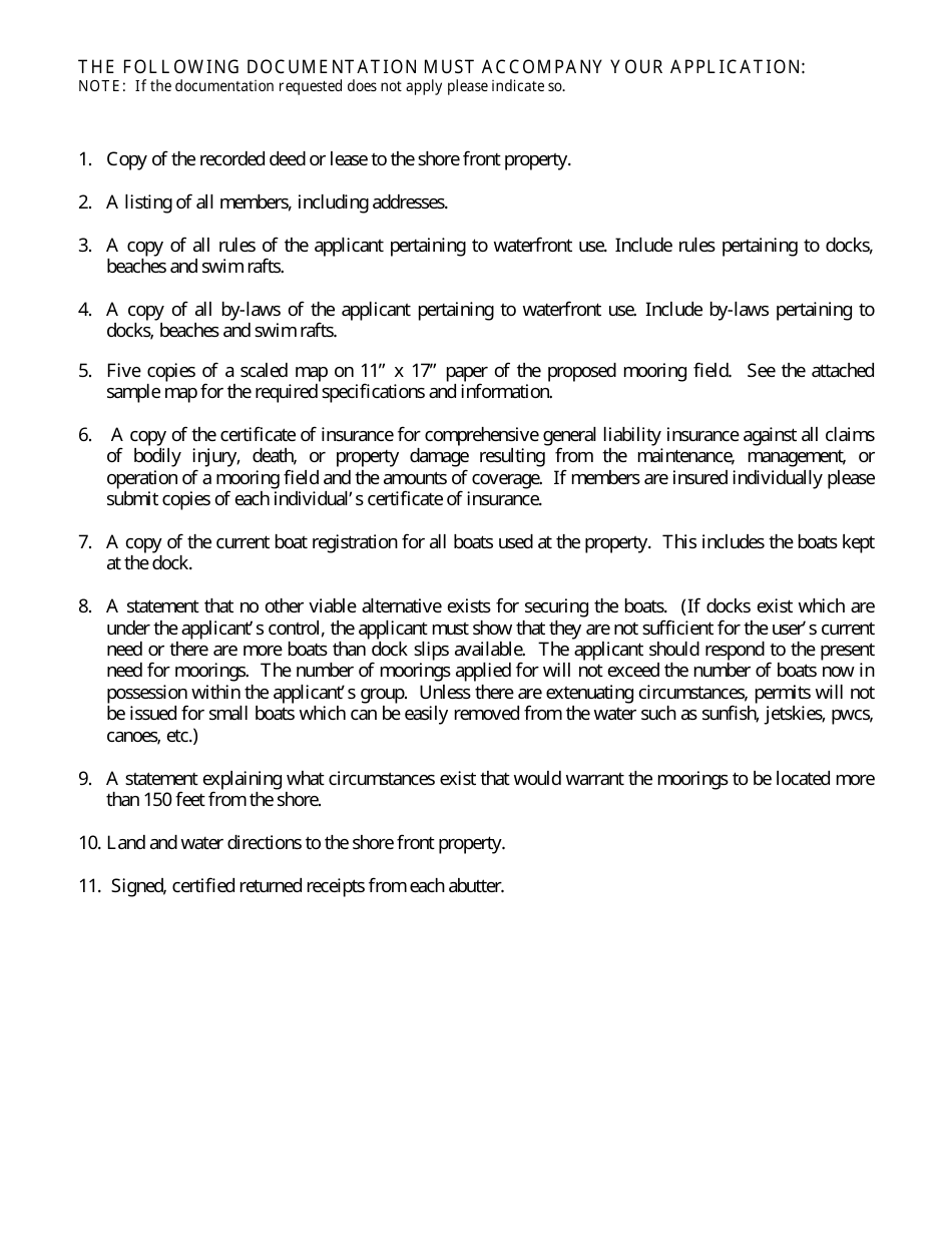 Form DSSS19 Application for a Congregate Mooring Field Permit - New Hampshire, Page 3