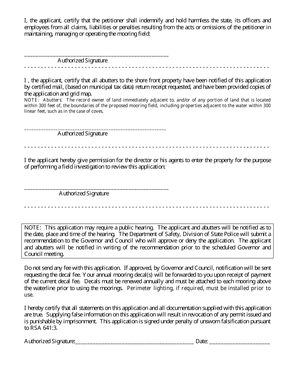 Form DSSS33 Public Mooring Field Application - New Hampshire, Page 4