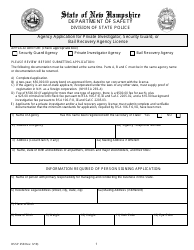 Document preview: Form DSSP258 Agency Application for Private Investigator, Security Guard, or Bail Recovery Agency License - New Hampshire