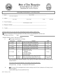 Form DSSP158 Firearms Proficiency Certification - New Hampshire