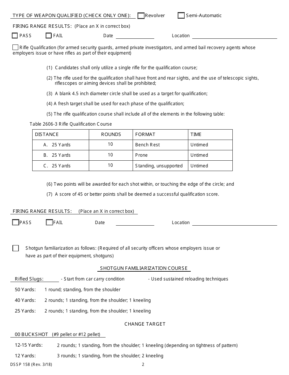 Form DSSP158 Firearms Proficiency Certification - New Hampshire, Page 2