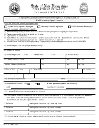 Document preview: Form DSSP247 Employee Application for Private Investigator, Security Guard or Bail Recovery Agent License - New Hampshire