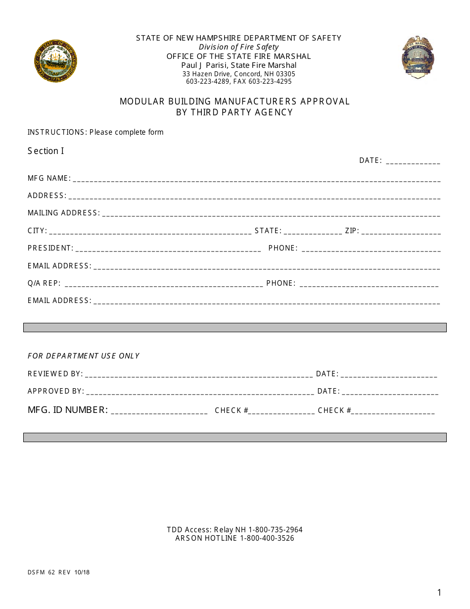 Form DSFM62 - Fill Out, Sign Online and Download Printable PDF, New ...