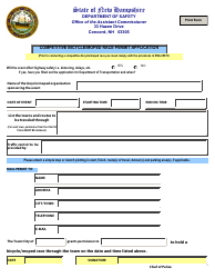 Document preview: Competitive Bicycle/Moped Race Permit Application - New Hampshire