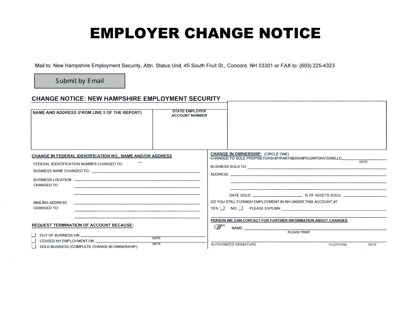 Employer Change Notice - New Hampshire
