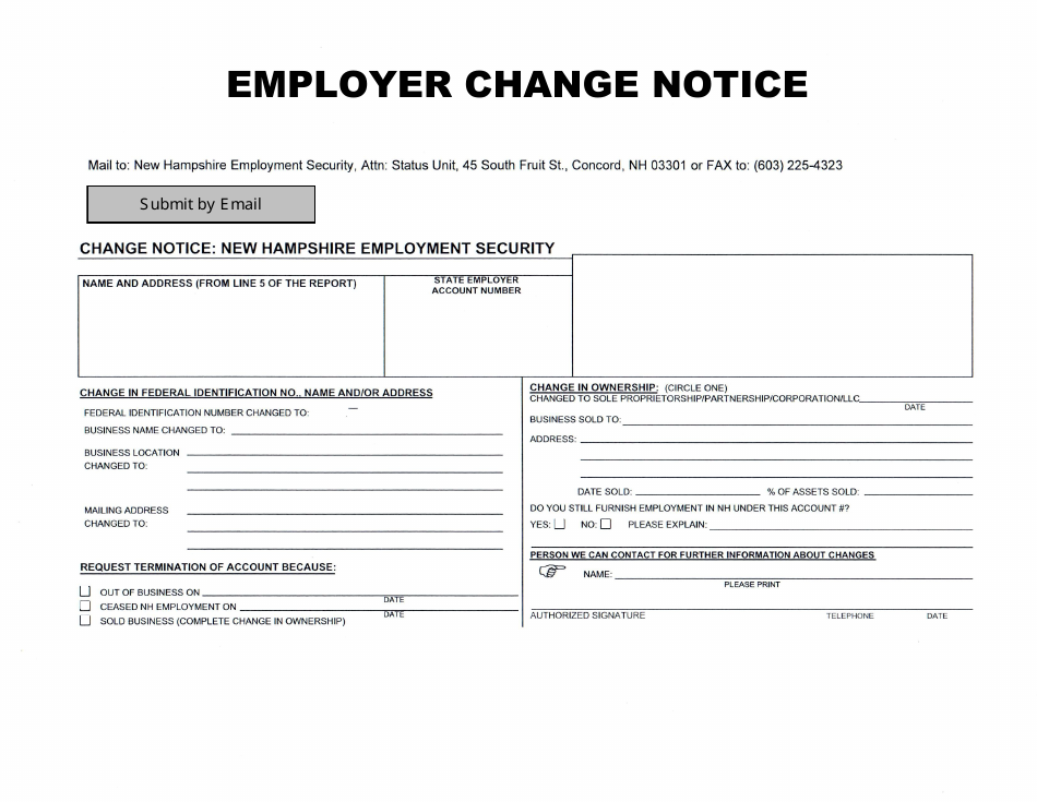 Employer Change Notice - New Hampshire, Page 1