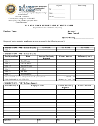 &quot;Tax and Wage Report Adjustment Form&quot; - New Hampshire