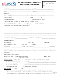Form NHES0332 Nh Employment Security Employer Job Order - New Hampshire