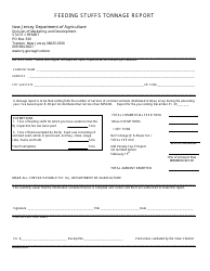 Feeding Stuffs Tonnage Report - New Jersey