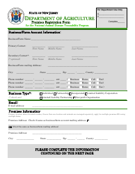 Document preview: Premises Registration Form for the National Animal Disease Traceability Program - New Jersey