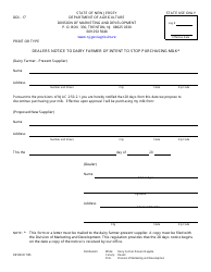 Document preview: Form DDI-17 Dealers Notice to Dairy Farmer of Intent to Stop Purchasing - New Jersey