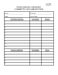 Form 288 Food Service Advisory Committee Sign Sheet - New Jersey