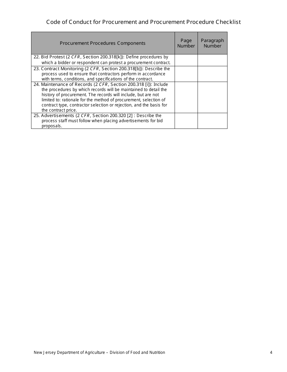 Form 325 Code of Conduct for Procurement and Procurement Checklist - New Jersey, Page 4