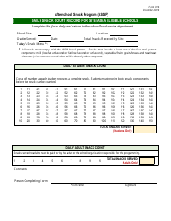Form 314 &quot;Daily Snack Count Record for Site/Area Eligible Schools&quot; - New Jersey