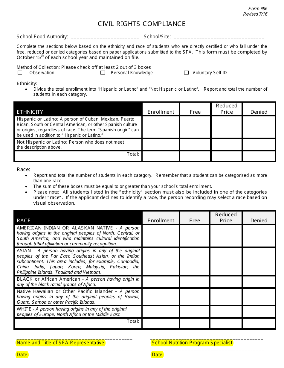 Form 86 Civil Rights Compliance - New Jersey, Page 1