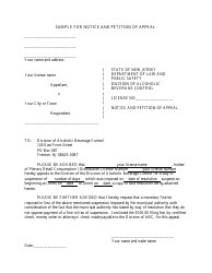 Document preview: Sample for Notice and Petition of Appeal - New Jersey