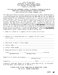 Petition for Temporary Permit to Operate Pending Action by Municipal Issuing Authority Upon Petitioner&#039;s Application for License Renewal - New Jersey