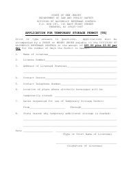 Application for Temporary Storage Permit - New Jersey