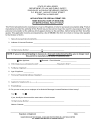Document preview: Application for Special Permit for Home Manufacturer of Wine (At Instructional Facility Only) - New Jersey