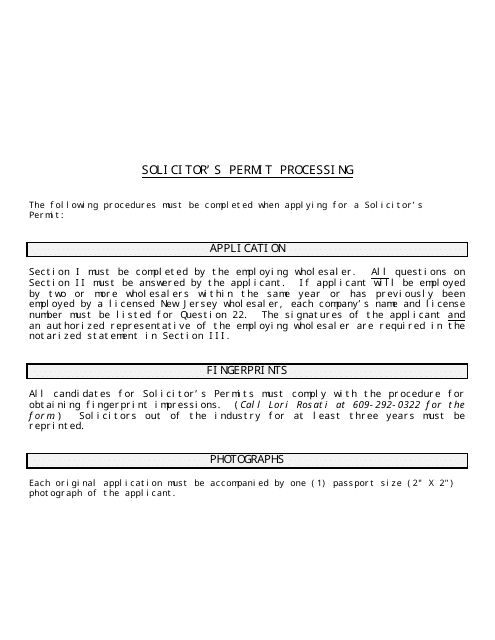 Application for Solicitor's Permit - New Jersey Download Pdf