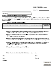 Form 27 &quot;Request for Relief From or Waiver of Internet Gaming Requirement&quot; - New Jersey