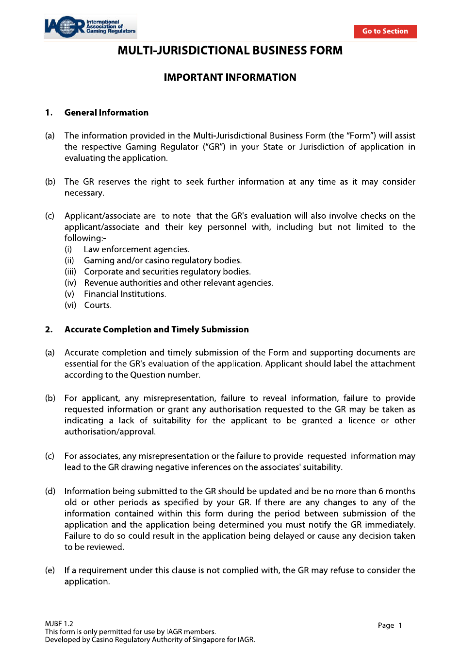 Form 29 Muti-Jurisdictional Business Form - New Jersey, Page 1
