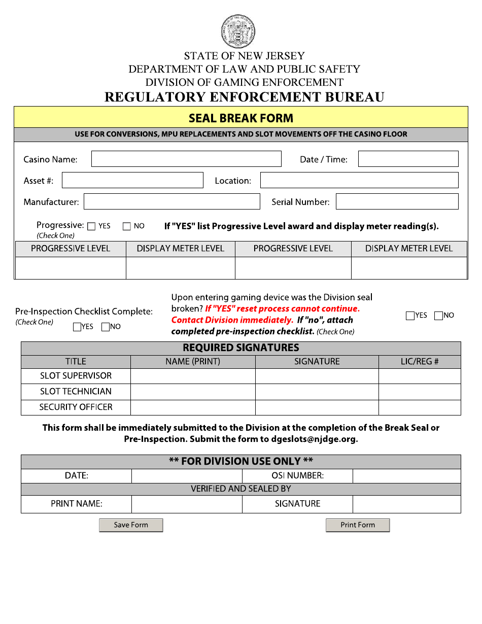 Seal Break Form - New Jersey, Page 3
