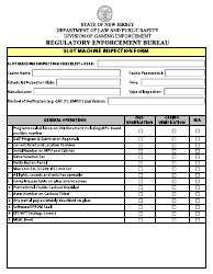 Slot Machine Inspection Form - New Jersey