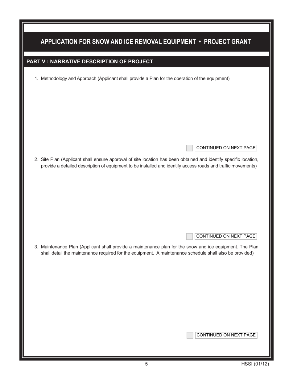 Form HSSI Application for Snow and ICE Removal Equipment - Project Grant - New Jersey, Page 5