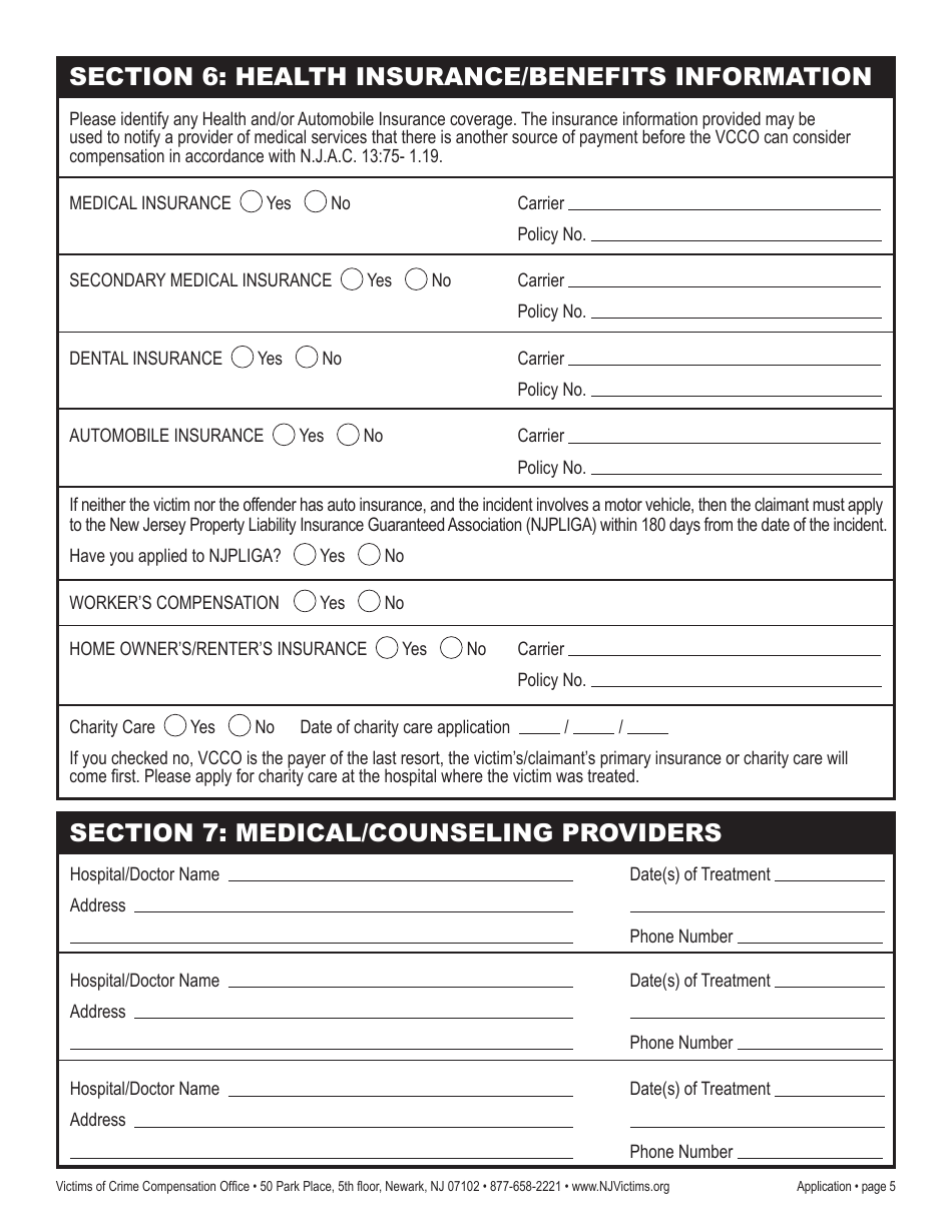 Claim Application Form - New Jersey, Page 11