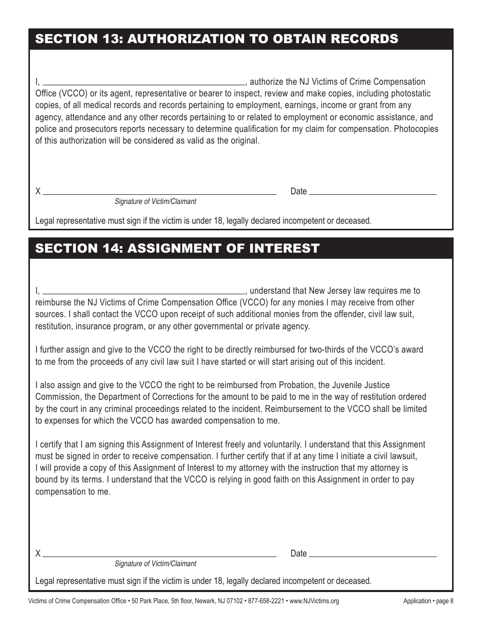 Claim Application Form - New Jersey, Page 14