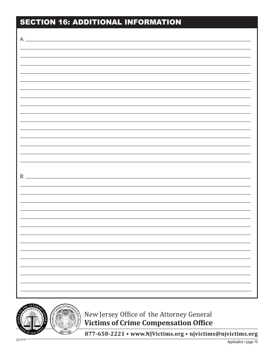 Claim Application Form - New Jersey, Page 16