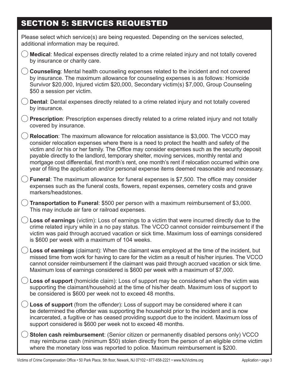 Claim Application Form - New Jersey, Page 9