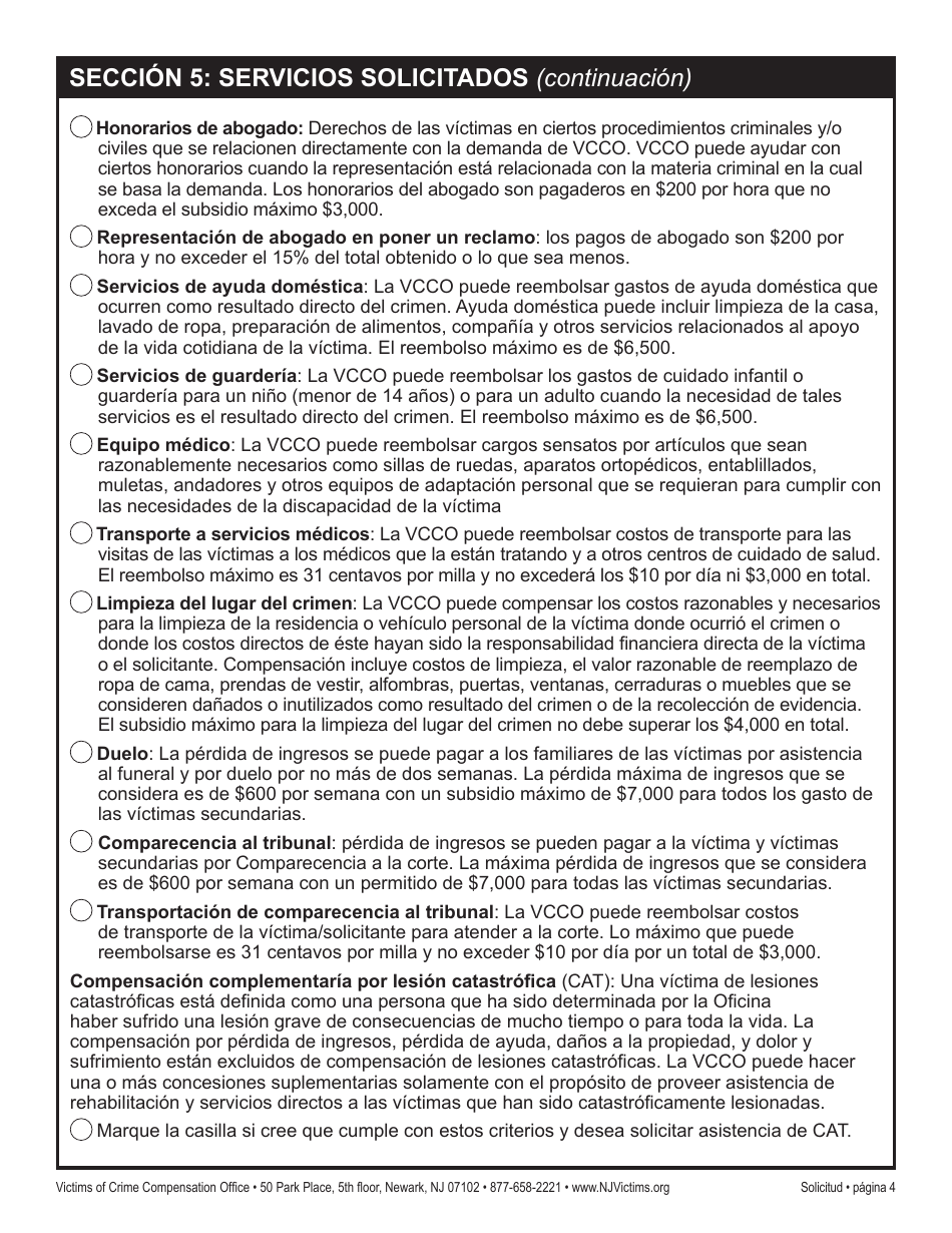 Solicitud De Reclamo - New Jersey (Spanish), Page 10