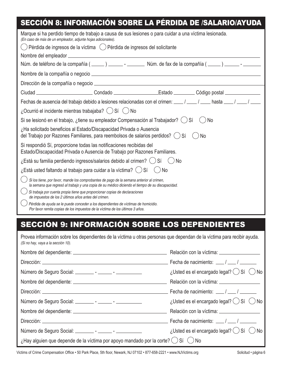 Solicitud De Reclamo - New Jersey (Spanish), Page 12