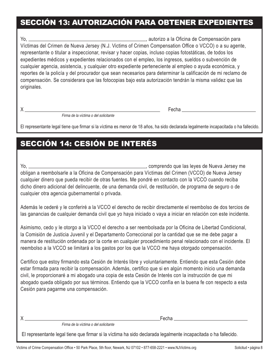 Solicitud De Reclamo - New Jersey (Spanish), Page 14