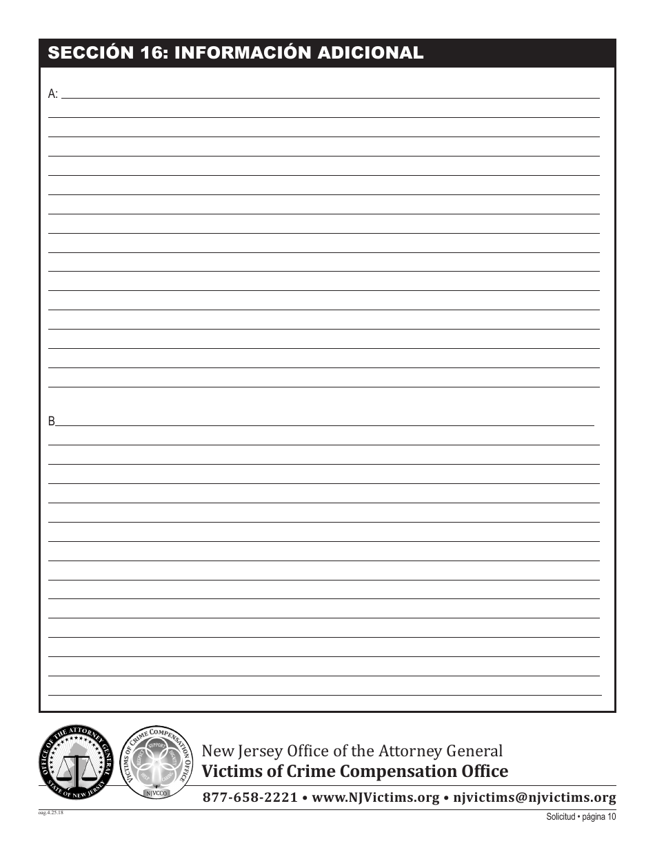 Solicitud De Reclamo - New Jersey (Spanish), Page 16