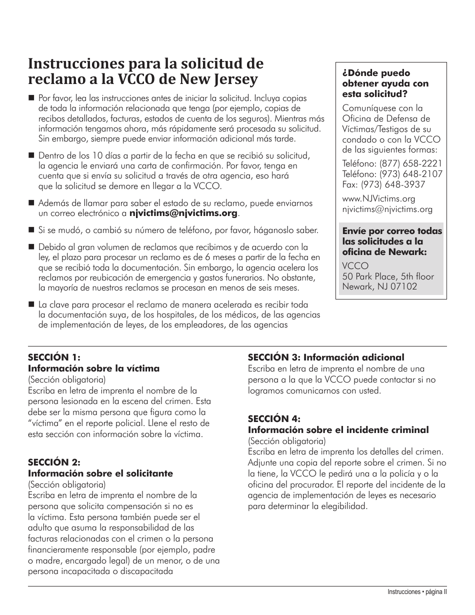 Solicitud De Reclamo - New Jersey (Spanish), Page 4