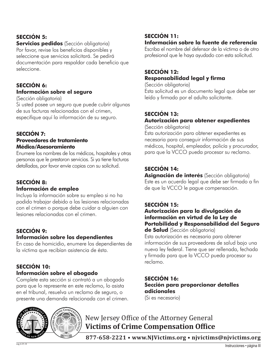 Solicitud De Reclamo - New Jersey (Spanish), Page 5