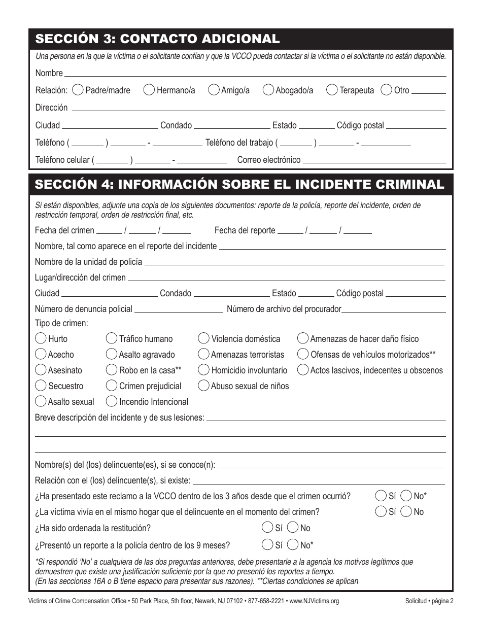 Solicitud De Reclamo - New Jersey (Spanish), Page 8