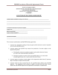 Njdobi Location of Records Agreement Form - New Jersey