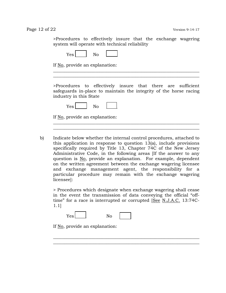 Exchange Management Agent License Application - New Jersey, Page 12