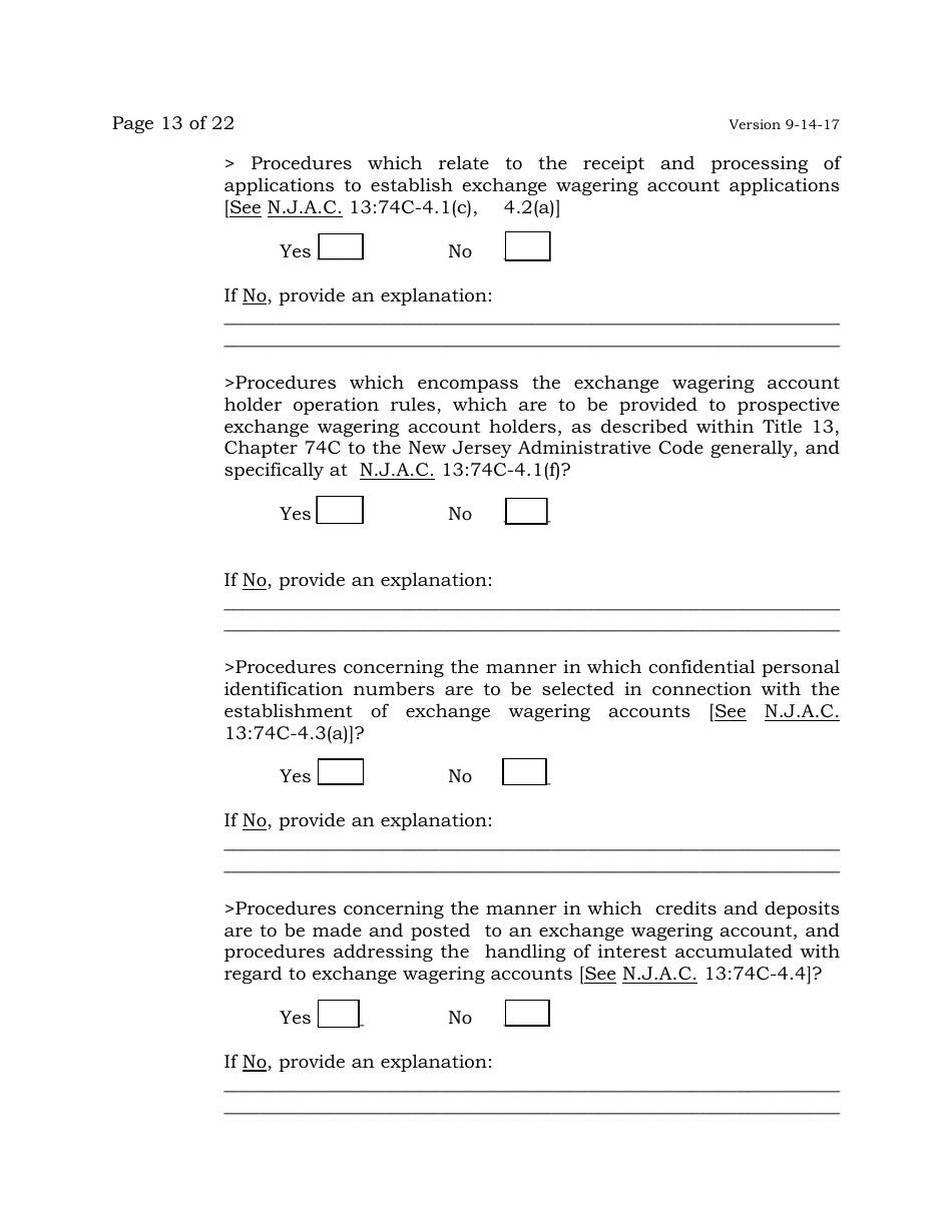 Exchange Management Agent License Application - New Jersey, Page 13